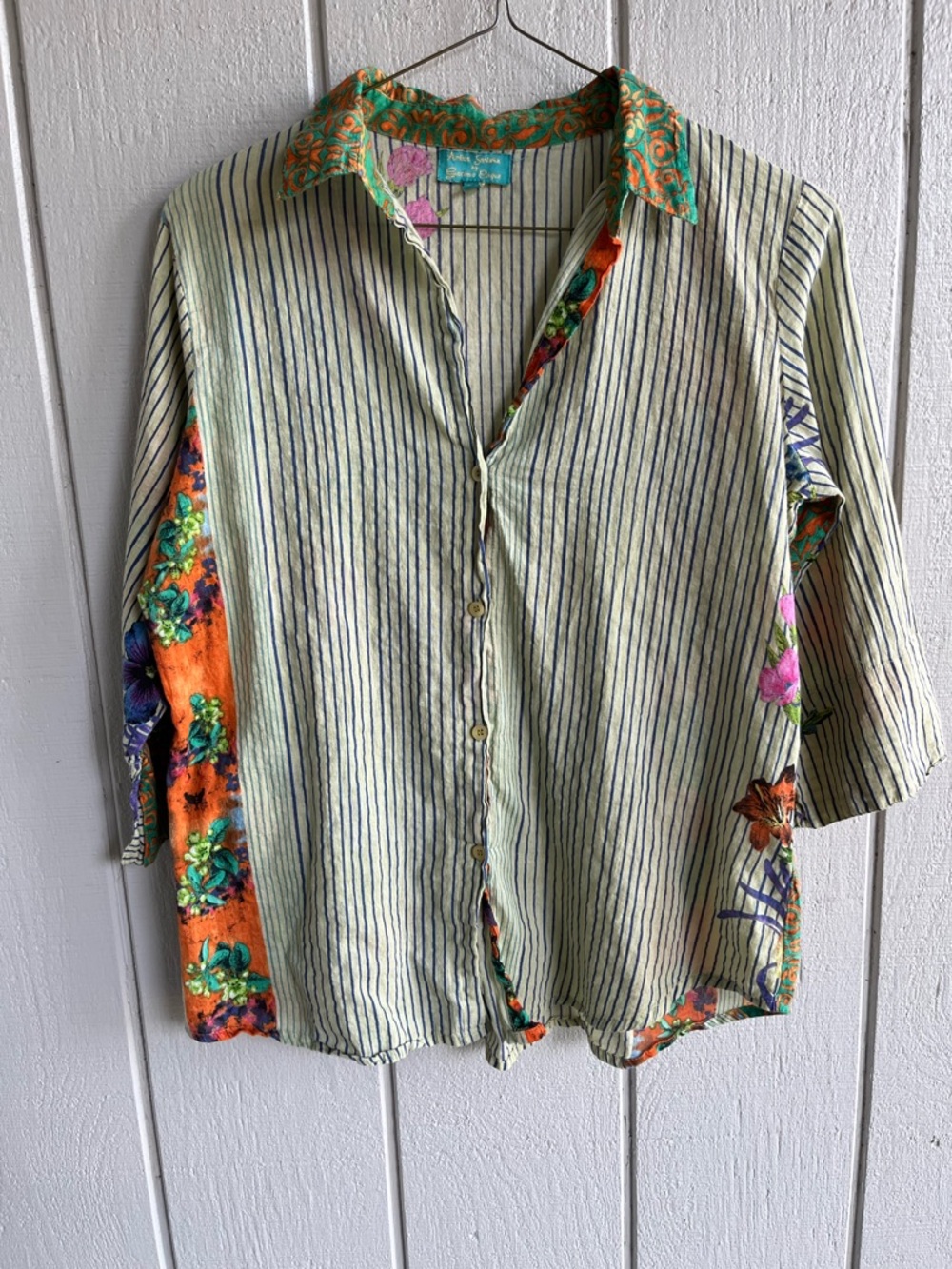 Antica Sartoria by Giacomo Cinque Cotton Button Up Tropical Shirt One Size
